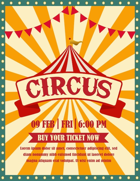 retro circus poster invitation for circus magic show