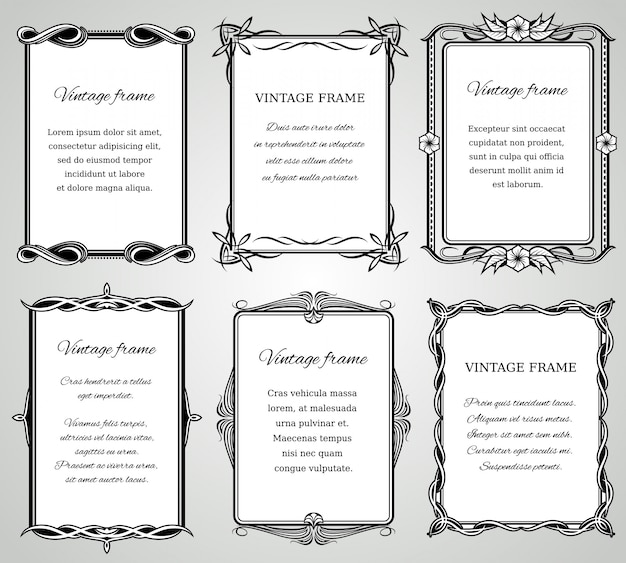 Retro classic borders and calligraphic old wedding photo frames collection.