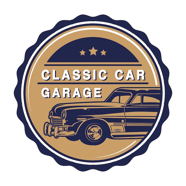 Logo dell'emblema del garage per auto retrò e classico