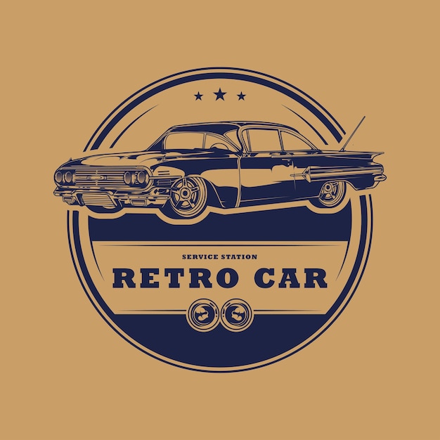 Logo dell'emblema del garage per auto retrò e classico