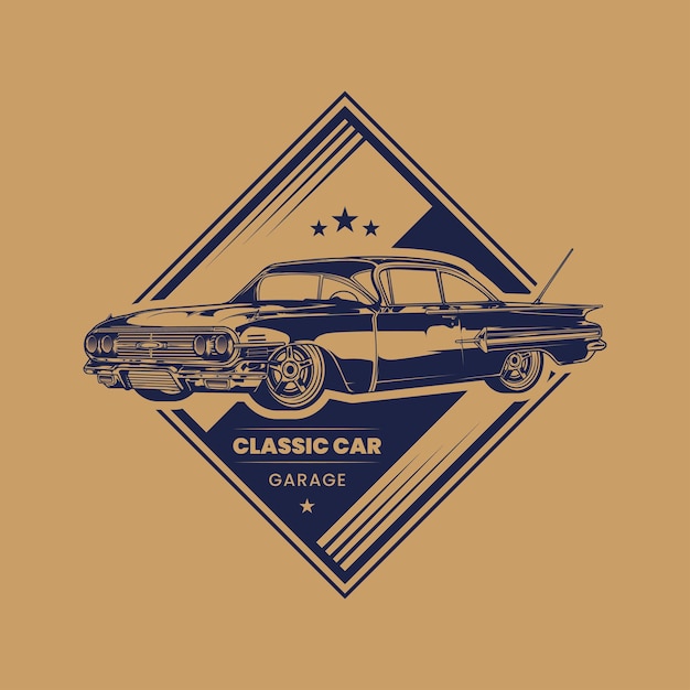 Retro and classic car garage emblem logo