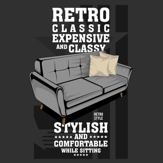 Retro classic, classic sofa illustration