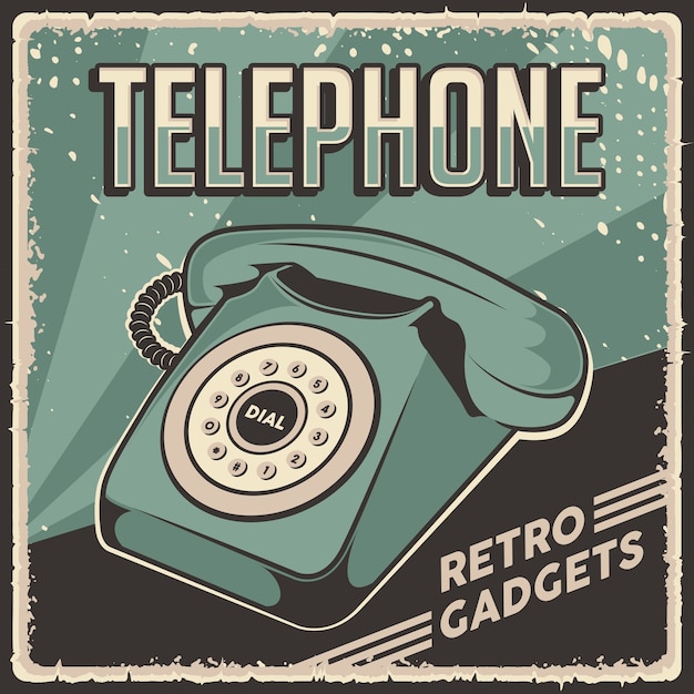 Retro classic vintage gadgets telephone signage poster