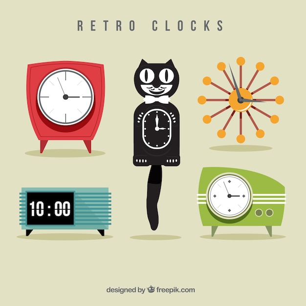 Vector retro clocks