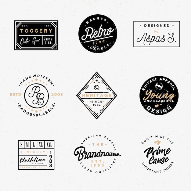 Vector retro clothing badges in minimal vintage style