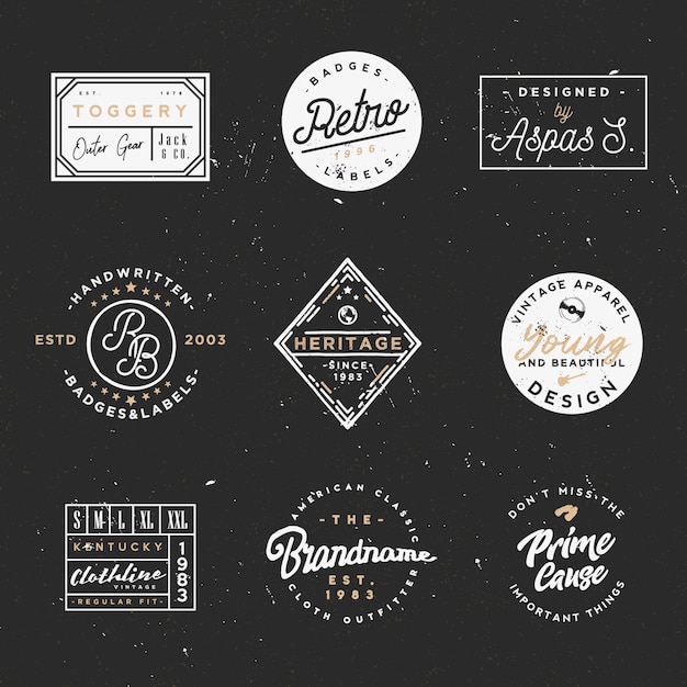 Vector retro clothing badges in minimal vintage style