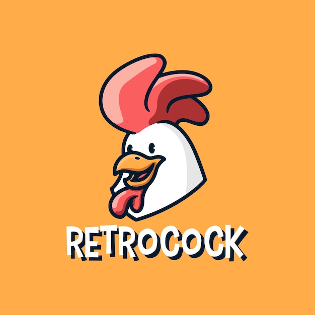 Retro gallo gallo pollo mascotte icona logo illustrazione