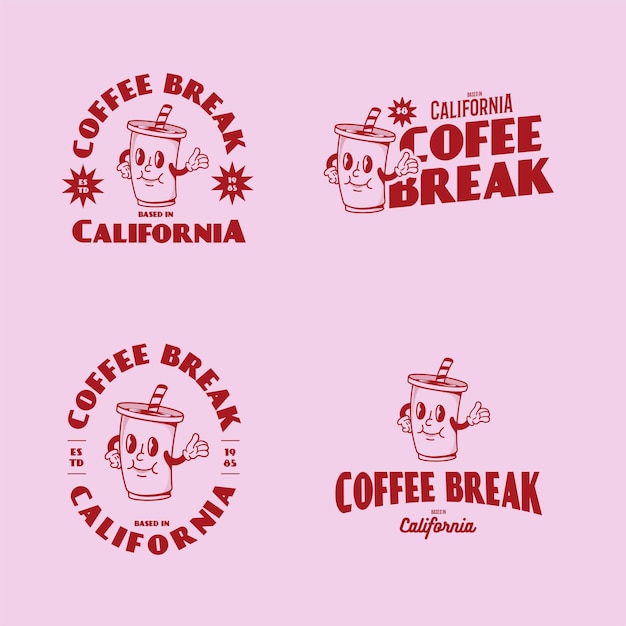 Retro coffee shop handgetekende logo