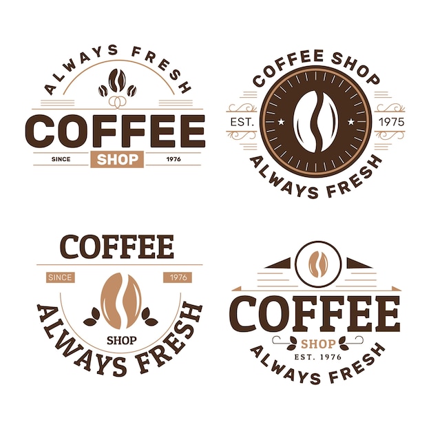 Vector retro coffee shop logo collection