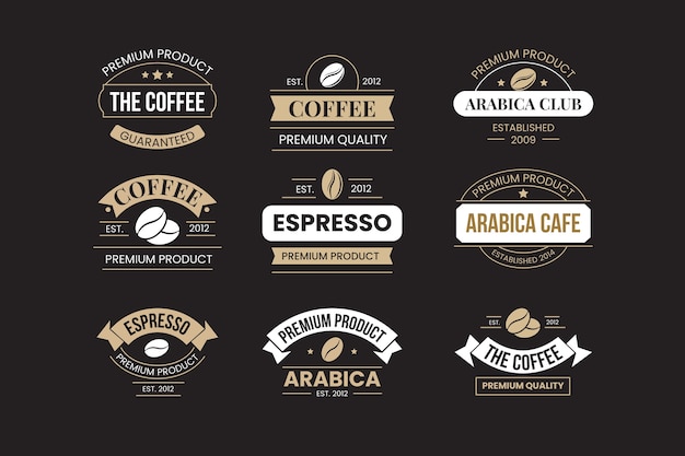 Vector retro coffee shop logo set