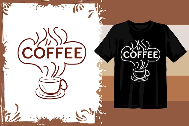 레트로 커피 티셔츠 디자인입니다. 물결 모양의 커피 SVG. 타이포그래피 커피 디자인 벡터 그래픽