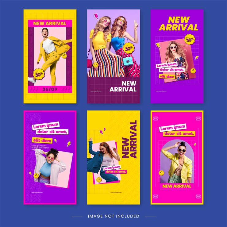 Вектор ретро-цветная мода instagram template премиум-вектор