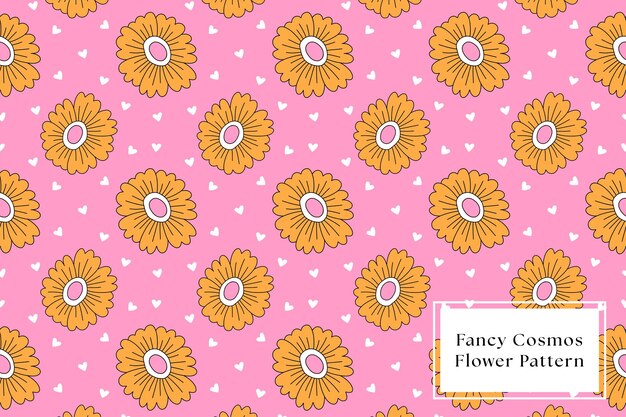 Vector retro colorful flowers and love seamless pattern with pink background for print wrap banner card