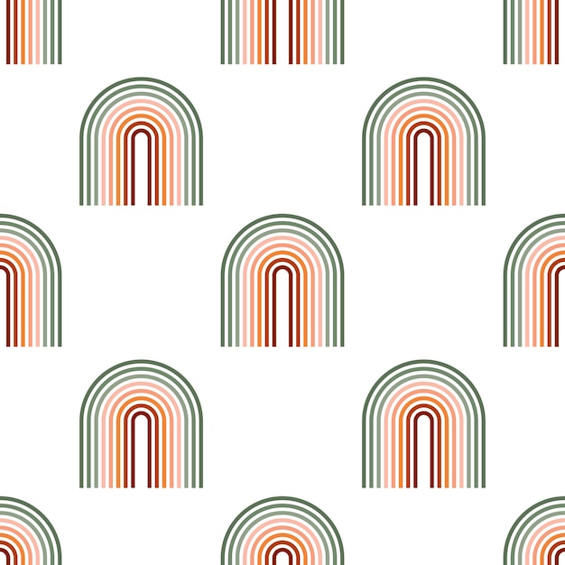 Vector retro colorful rainbows seamless pattern