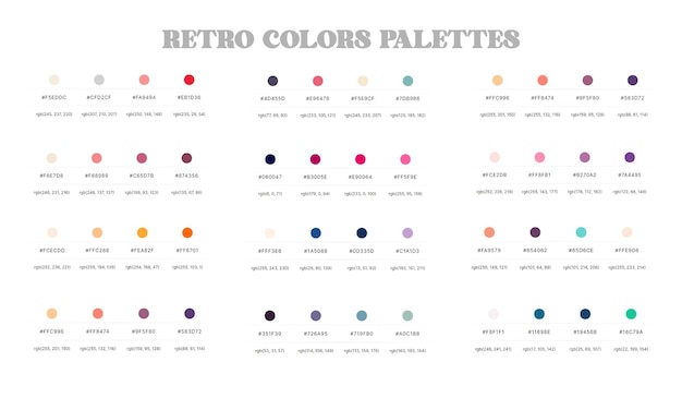 Vector retro colors palettes