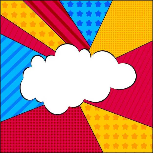 Ретро-комический пустой речевой пузырь на красочном фоне векторная иллюстрация поп-арта