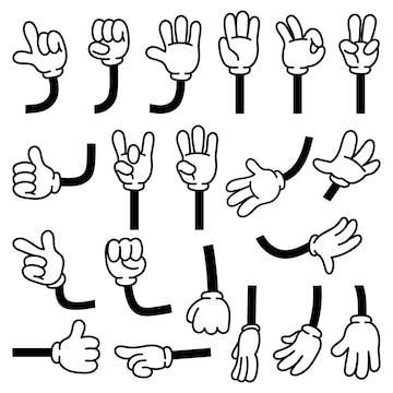 Premium Vector | Retro comic hands gestures in gloves for cartoon ...