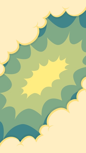 Retro comic portrait background with clouds