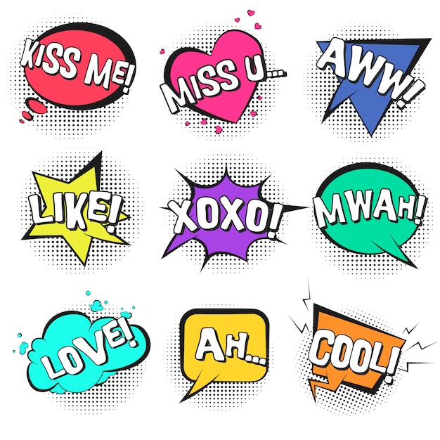 retro comic speech bubbles set