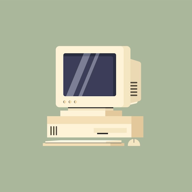 Vector retro computer concept illustratie