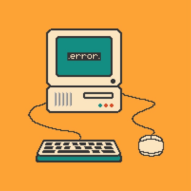 Retro computer pixel art 90's terug naar de kindertijd 16Bit pixel gaming Flat design