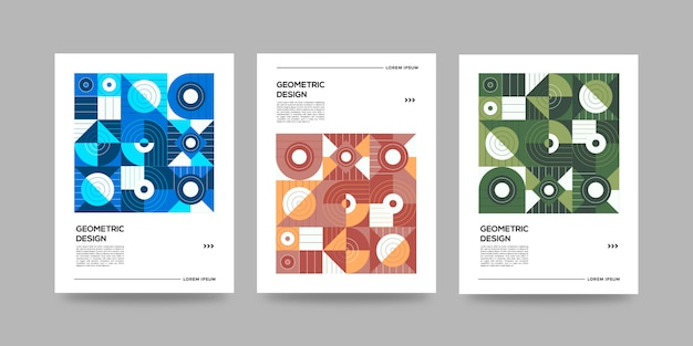 Vector retro cover set geometric