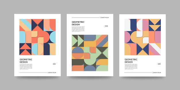 Vector retro cover set geometric