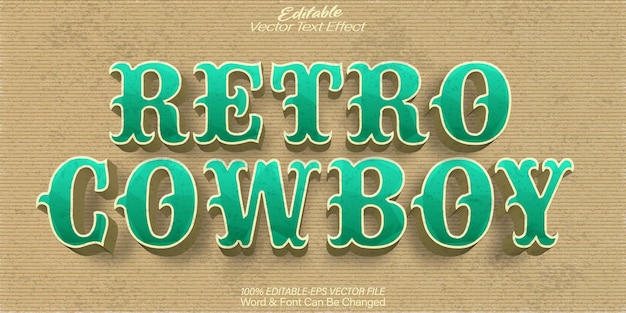 Retro Cowboy Vector Text Effect Editable Alphabet Western Texas Country