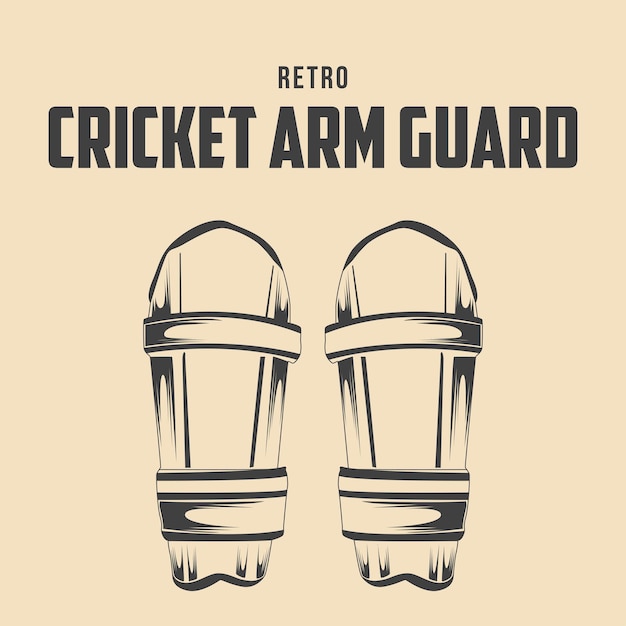 Retro Cricket Arm Guard Vector Stock Illustration, Retro Cricket Equipment Vector