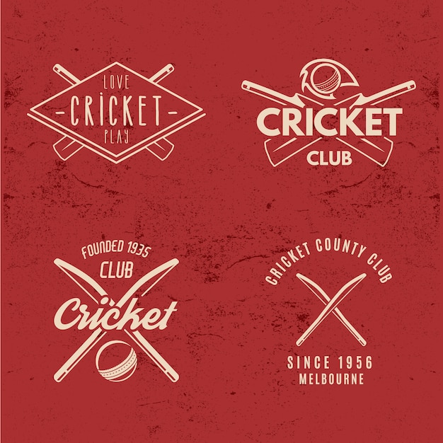 Retro cricket logo's collectie.