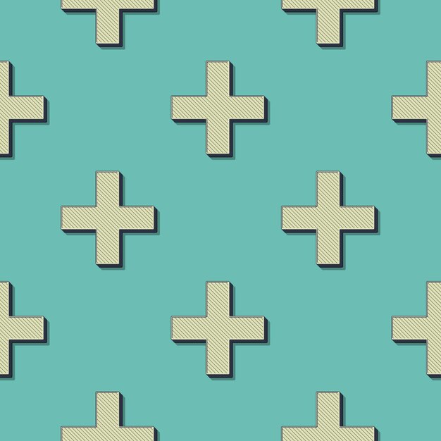 Retro crosses pattern, abstract geometric background in 80s, 90s style. Geometrical simple illustration