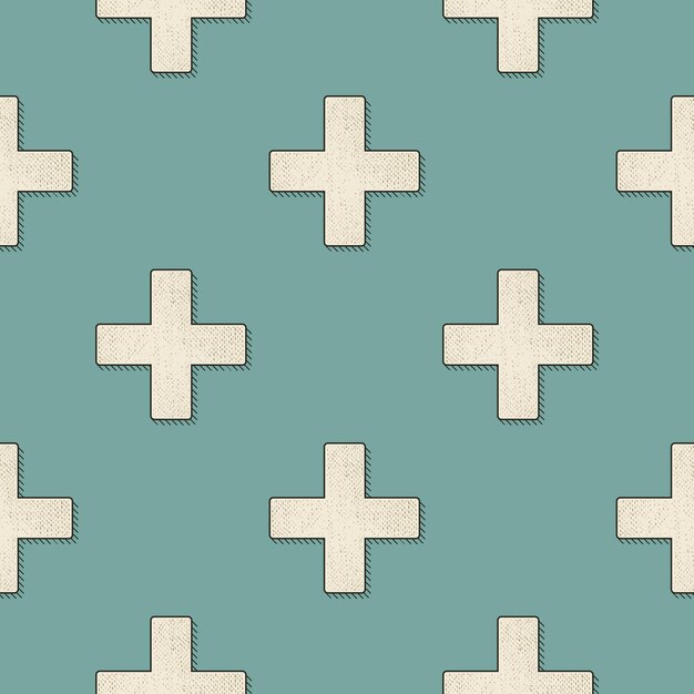 Retro crosses pattern, abstract geometric background in 80s, 90s style. Geometrical simple illustration
