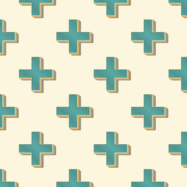 Retro crosses pattern. Abstract geometric background in 80s, 90s style image. Geometrical simple illustration