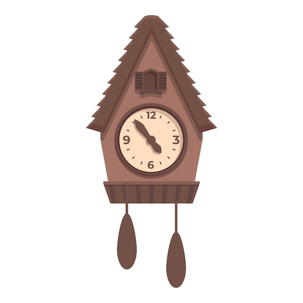 Vector retro cuckoo clock icon cartoon vector wall time hour bird