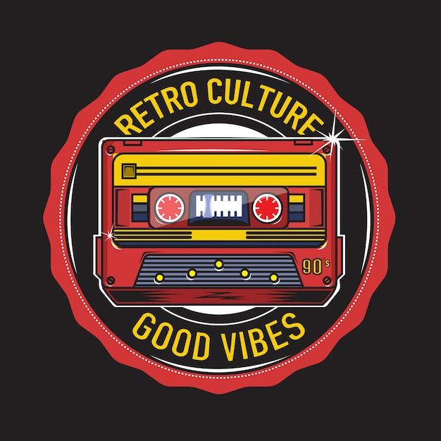 Vector retro culture with tape cassette illustration