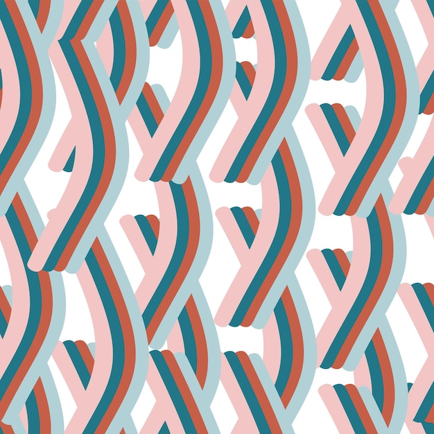 Retro curves seamless pattern 70s 60s style wallpaper texture