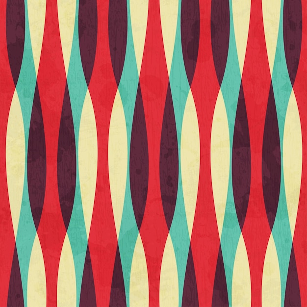 Vector retro curves seamless pattern with grunge effect