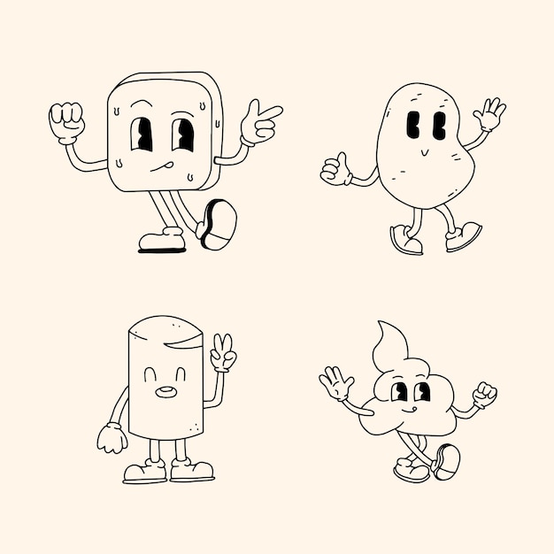 retro cute character with pose