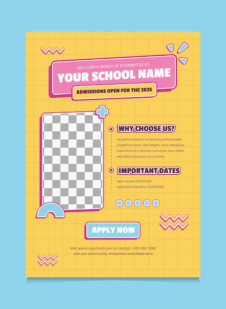 Retro Cute School Admission Poster