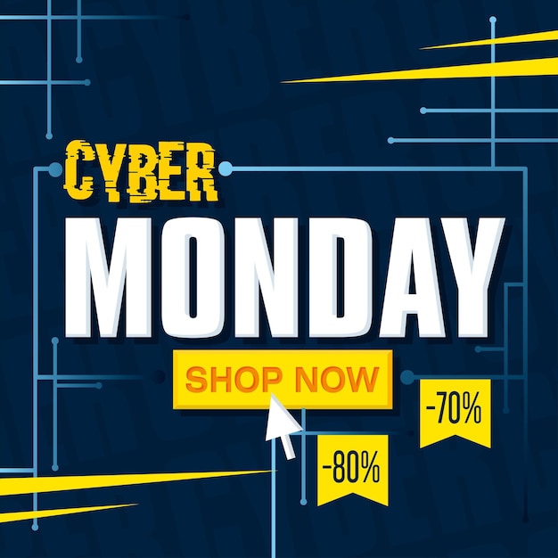 Retro cyber monday shop now poster Vector illustration