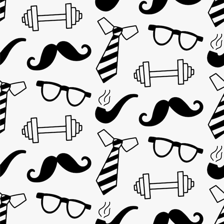 Vector retro dandy gentleman seamless pattern vintage hipster doodle shapes art deco fashion style repeat