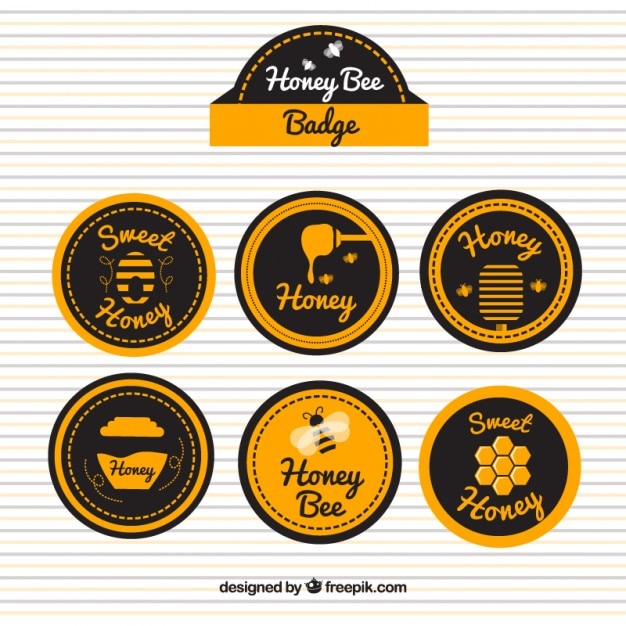 Vector retro decorative labels of honey