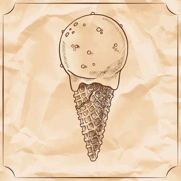 Вектор Ретро вкусный конус мороженого