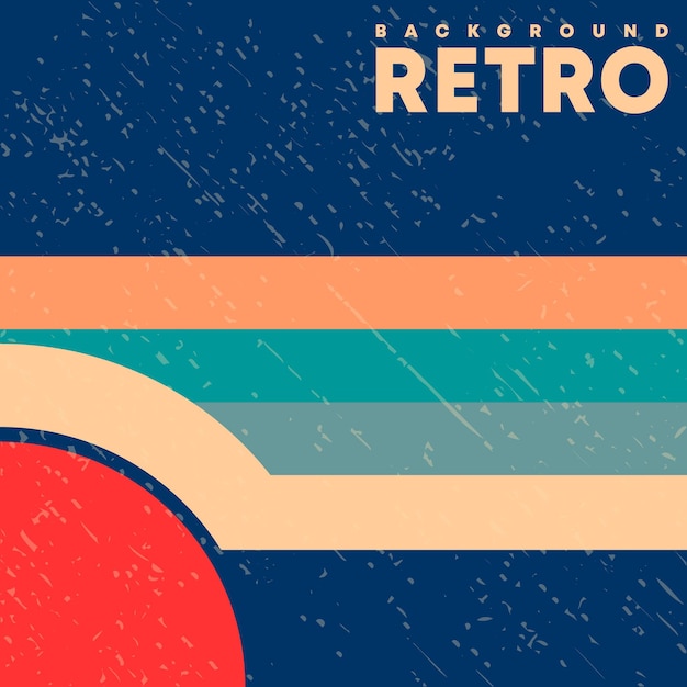 Retro design achtergrond met vintage grunge textuur en gekleurde lijnen. vector illustratie.