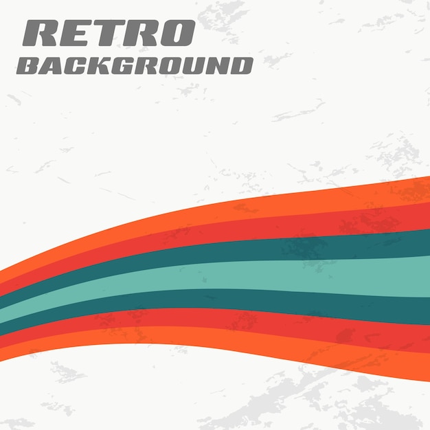 Retro design background with vintage grunge texture and colored wavy stripes vector illustration