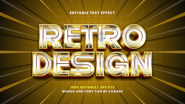 Retro design editable text effect in modern 3d style