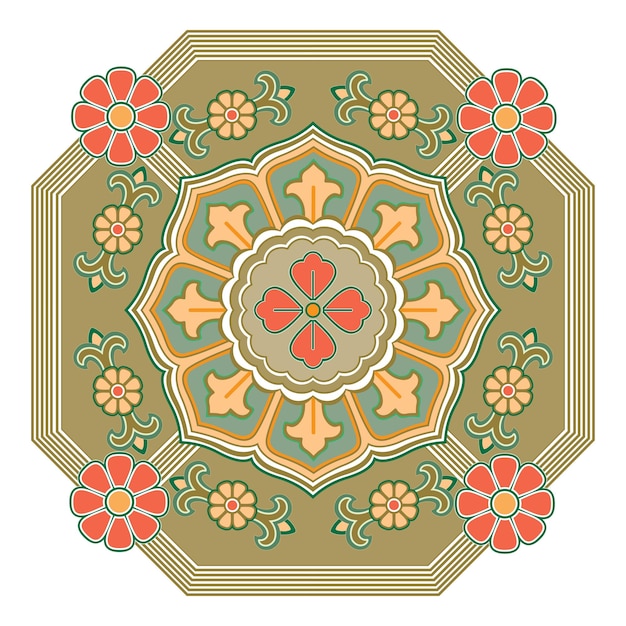 Retro design original floral vintage Oriental ornament decorative set isolated vector