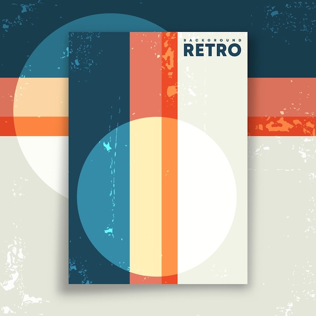 Retro design poster with vintage grunge texture and colored lines vector illustration