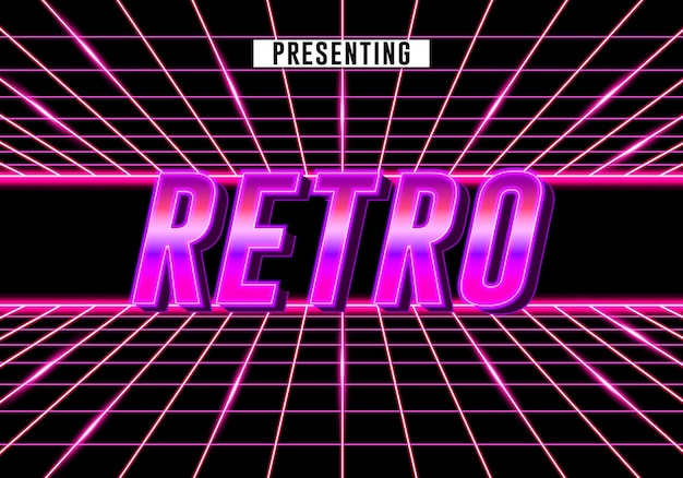 Vector retro design with sparking neon color