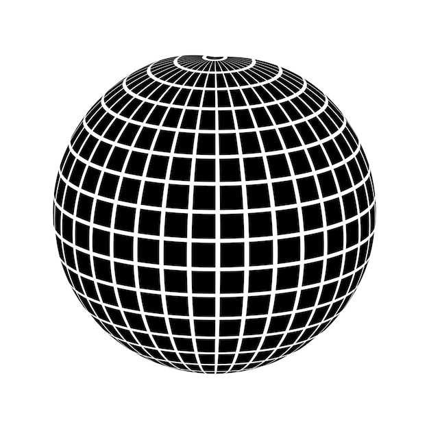 Retro disco ball black disco ball in modern style vector illustration